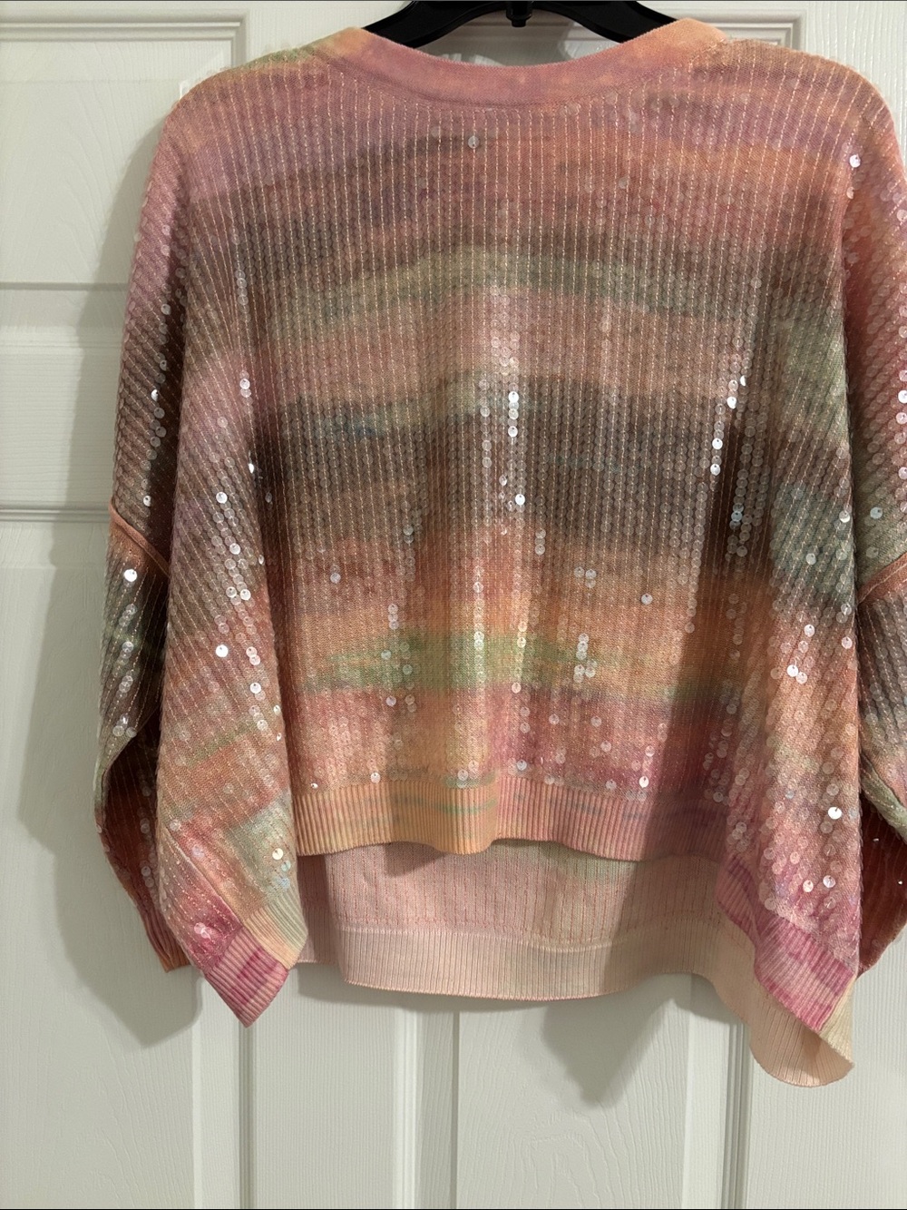 Sequin Ombre Ribbed Knit Sweater - Pink Multi
